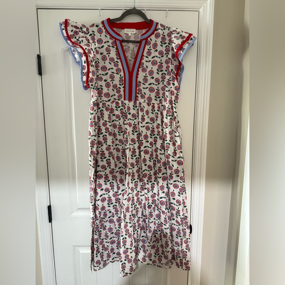 Entro Red and Blue Floral Dress